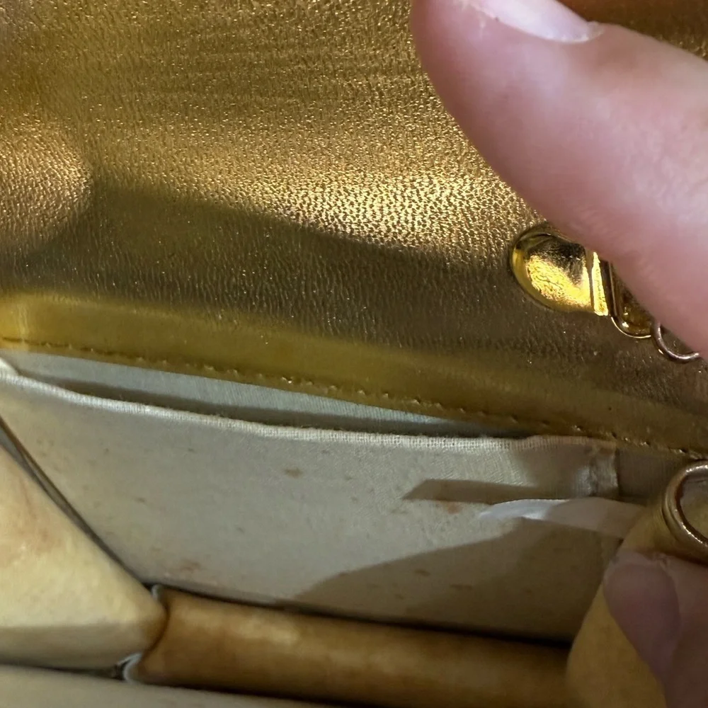 Gold Metallic Sparkle Square Clutch Bag with Shoulder Strap